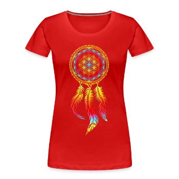 Dreamcatcher, Flower of Life, Spiritual, Indians - T-shirt bio Premium Femme - rouge - Devant - Mia (176cm)