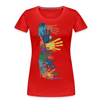 HANDS OF TOUCH - Women's Premium Organic T-Shirt - red - Front - Mia (176cm)