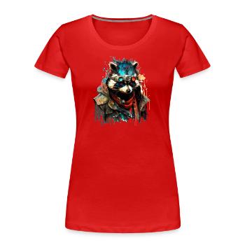 Raton laveur, animal de la collection Cyber Squad - T-shirt bio Premium Femme - rouge - Devant - Mia (176cm)