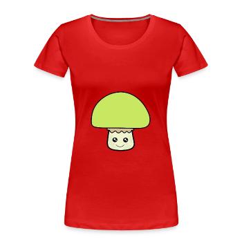 Kawaii Pilz cute grün mit Gesicht - Frauen Premium Bio T-Shirt - Rot - Vorne - Mia (176cm)