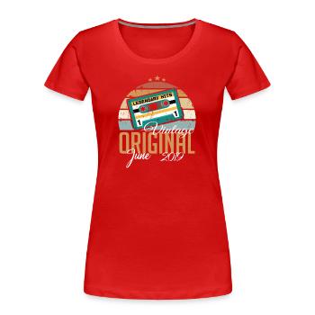 Original juin 2019 né millésime 2019 Rétro - T-shirt bio Premium Femme - rouge - Devant - Mia (176cm)