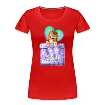 Official sleepshirt cute kitten for a sleepyhead - Frauen Premium Bio T-Shirt - Rot - Vorne - Mia (176cm)