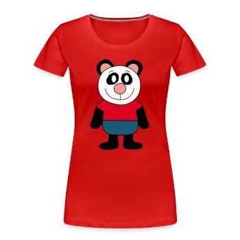 Panda Panda Bear Bear Bear Face Eyes cute - Women's Premium Organic T-Shirt - red - Front - Mia (176cm)