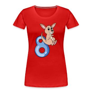8ème anniversaire motif kangourou - huit ans - T-shirt bio Premium Femme - rouge - Devant - Mia (176cm)