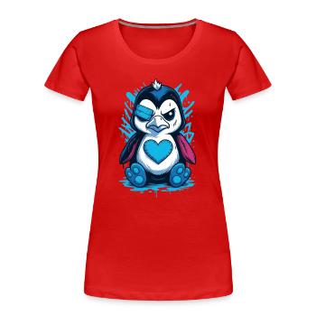 Punk Pinguin Cartoon Herz Street Art Gothic - Frauen Premium Bio T-Shirt - Rot - Vorne - Mia (176cm)