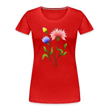 Blumen - Frauen Premium Bio T-Shirt - Rot - Vorne - Mia (176cm)
