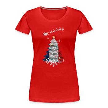 Weihnachtsbaum mit Frankreich-Flagge - Frauen Premium Bio T-Shirt - Rot - Vorne - Mia (176cm)