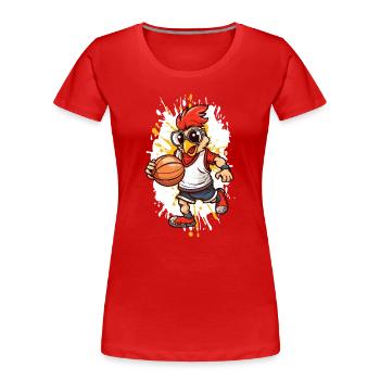 Basketball chicken with glasses - Women's Premium Organic T-Shirt - red - Front - Mia (176cm)