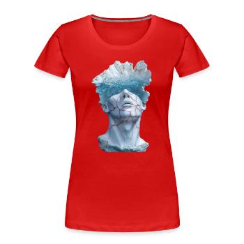 surreale Marmorstatuenbüste - Frauen Premium Bio T-Shirt - Rot - Vorne - Mia (176cm)