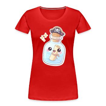 Cute Pirate Message in a Bottle - Frauen Premium Bio T-Shirt - Rot - Vorne - Mia (176cm)