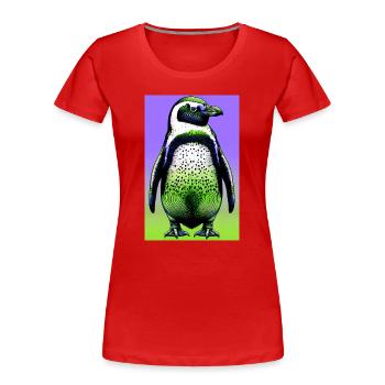 pingouin - T-shirt bio Premium Femme - rouge - Devant - Mia (176cm)
