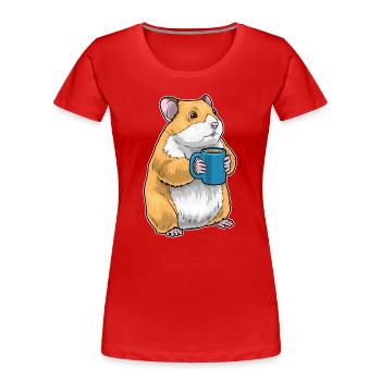 Tasse de café pour hamster - T-shirt bio Premium Femme - rouge - Devant - Mia (176cm)