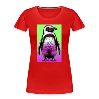 pingouin - T-shirt bio Premium Femme - rouge - Devant - Mia (176cm)