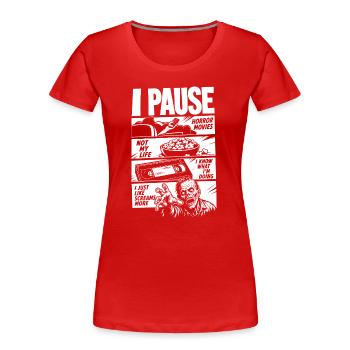 Horror Is My Cardio And Therapy - Women's Premium Organic T-Shirt - red - Front - Mia (176cm)
