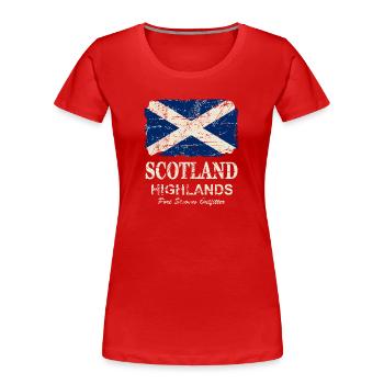 Scotland Flag - Vintage Look - Frauen Premium Bio T-Shirt - Rot - Vorne - Mia (176cm)