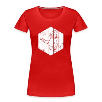 Handballspieler Skizze - Frauen Premium Bio T-Shirt - Rot - Vorne - Mia (176cm)