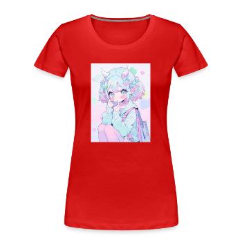 Anime, Fille d’anime, Fille d’anime, Elfe - T-shirt bio Premium Femme - rouge - Devant - Mia (176cm)