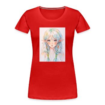 Anime, Fille d’anime, Fille d’anime, Elfe - T-shirt bio Premium Femme - rouge - Devant - Mia (176cm)