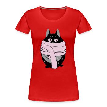 Cat avec un foulard - T-shirt bio Premium Femme - rouge - Devant - Mia (176cm)