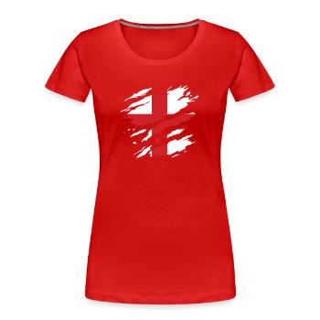 Angleterre - Drapeau national, rayures, fissures - T-shirt bio Premium Femme - rouge - Devant - Mia (176cm)