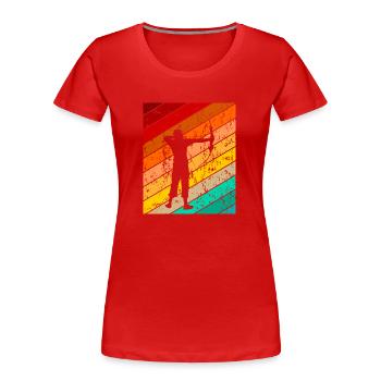 Bogenschießen Bogenschütze Pfeil und Bogen - Frauen Premium Bio T-Shirt - Rot - Vorne - Mia (176cm)