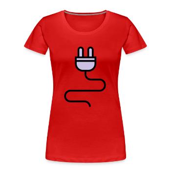 Câble d'alimentation, fiche - T-shirt bio Premium Femme - rouge - Devant - Mia (176cm)