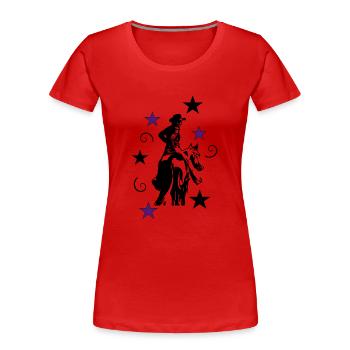 Westernreiterin mit Pferd Silhouette - Frauen Premium Bio T-Shirt - Rot - Vorne - Mia (176cm)