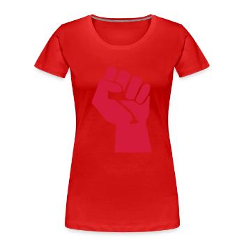 revolution symbol vintage sign fun fist Faust - Frauen Premium Bio T-Shirt - Rot - Vorne - Mia (176cm)