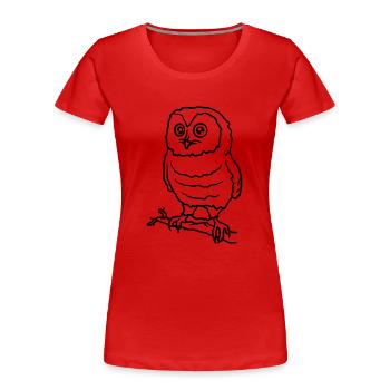 Belle chouette doux sur une branche - T-shirt bio Premium Femme - rouge - Devant - Mia (176cm)