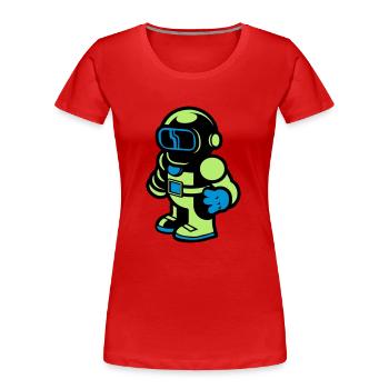Cartoon Spaceman Astronaut - Women's Premium Organic T-Shirt - red - Front - Mia (176cm)