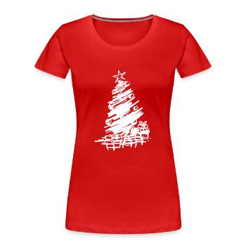 weiser weihnachtsbaum mit geschenken und weihnacht - Frauen Premium Bio T-Shirt - Rot - Vorne - Mia (176cm)