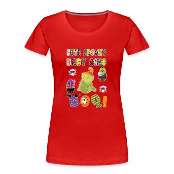Cute Spooky Baby Dino Halloween Boo 3 - Frauen Premium Bio T-Shirt - Rot - Vorne - Mia (176cm)