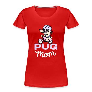 Pug Mama Dog Pugs - Women's Premium Organic T-Shirt - red - Front - Mia (176cm)