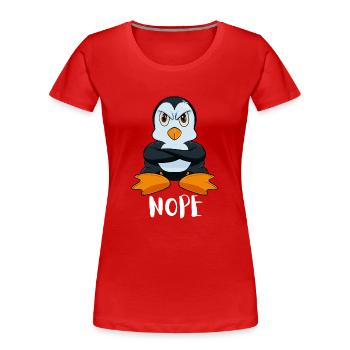 Non Pingouin paresseux drôle - T-shirt bio Premium Femme - rouge - Devant - Mia (176cm)