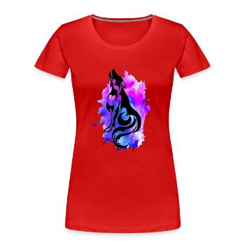 loup encre - T-shirt bio Premium Femme - rouge - Devant - Mia (176cm)