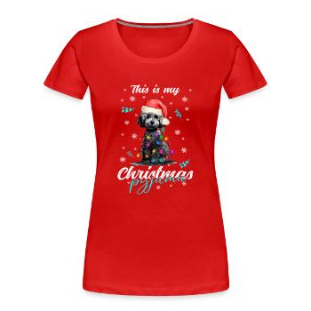 lustig Pudel Weihnachten Weihnachtsschlafanzug - Frauen Premium Bio T-Shirt - Rot - Vorne - Mia (176cm)