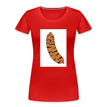 Tyson, la petite saucisse tigre impertinente - T-shirt bio Premium Femme - rouge - Devant - Mia (176cm)
