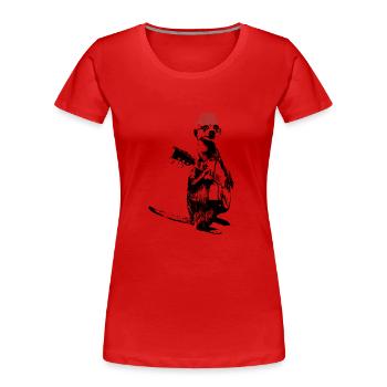 Meerkat Guitarplayer Red Hat - Frauen Premium Bio T-Shirt - Rot - Vorne - Mia (176cm)