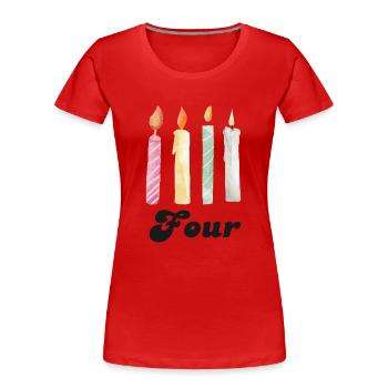 4e anniversaire bougie - T-shirt bio Premium Femme - rouge - Devant - Mia (176cm)