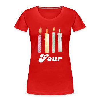 4e anniversaire bougie - T-shirt bio Premium Femme - rouge - Devant - Mia (176cm)
