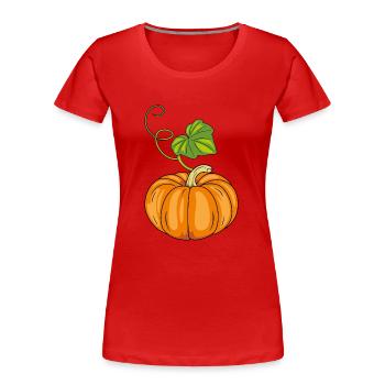 Citrouille mûre à la feuille verte - T-shirt bio Premium Femme - rouge - Devant - Mia (176cm)