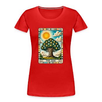 Die Eiche - Frauen Premium Bio T-Shirt - Rot - Vorne - Mia (176cm)