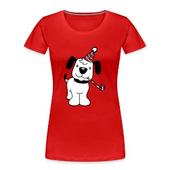 chien anniversaire réveillon nouvel an chapeau de fête célébrer crapaud - T-shirt bio Premium Femme - rouge - Devant - Mia (176cm)
