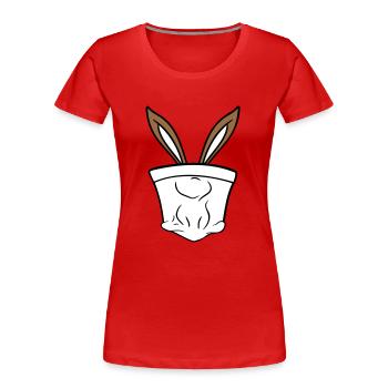 Hase Hasenohren Loch versteckt Tasche lustig süß - Frauen Premium Bio T-Shirt - Rot - Vorne - Mia (176cm)