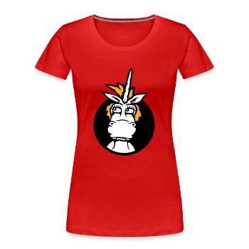 Unicorn Silly Funny Funny Funny Hole Cartoon - Women's Premium Organic T-Shirt - red - Front - Mia (176cm)