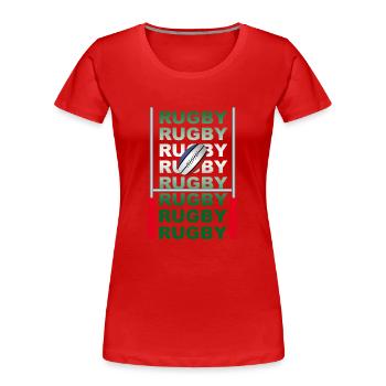 rugby - Frauen Premium Bio T-Shirt - Rot - Vorne - Mia (176cm)
