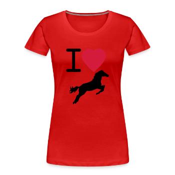 I love Horses - Frauen Premium Bio T-Shirt - Rot - Vorne - Mia (176cm)