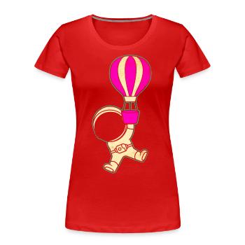 Astronaut Hot Air Balloon Spaceman - Women's Premium Organic T-Shirt - red - Front - Mia (176cm)