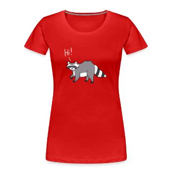 Waschbär - Hi - Frauen Premium Bio T-Shirt - Rot - Vorne - Mia (176cm)