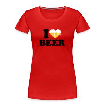 I love Beer - Frauen Premium Bio T-Shirt - Rot - Vorne - Mia (176cm)